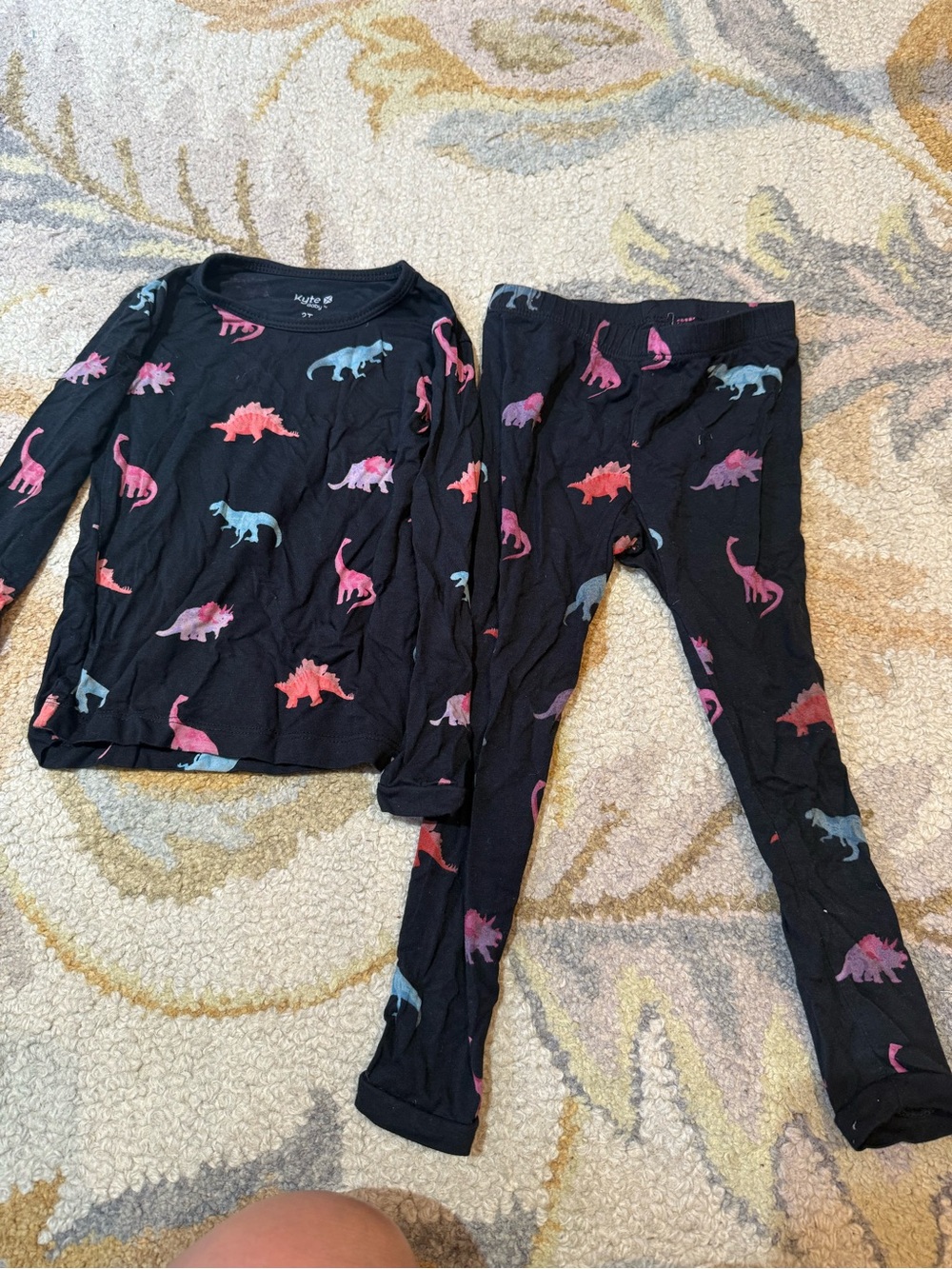 Kids Black Dinosaur Print Pajama Set - Multi-Color Dinosaurs Kyte baby